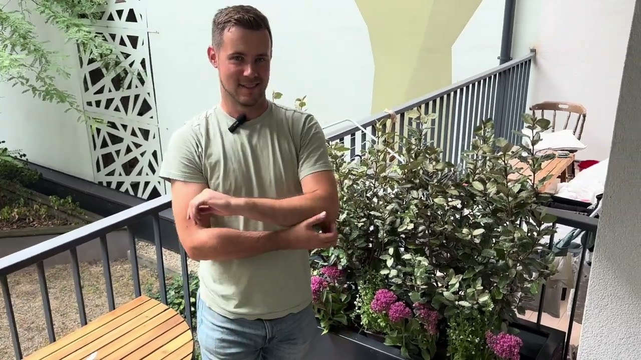 Erkély növényesítés, aluminium ládák a teraszon. Egy kis oázis kialakítása. 