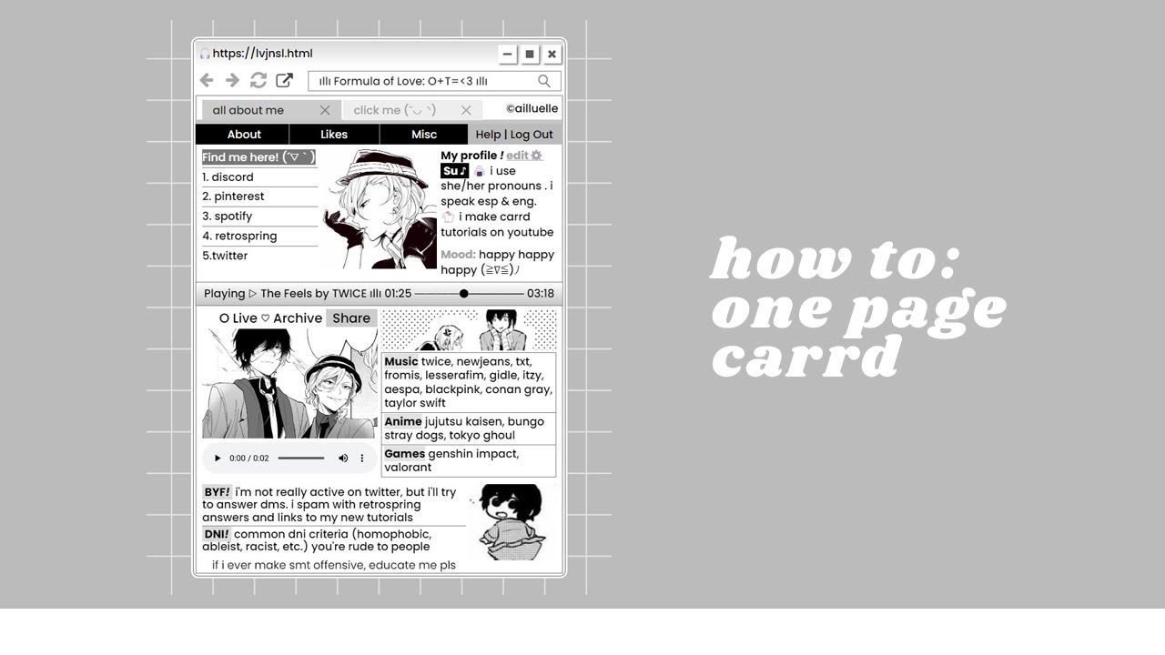 aesthetic site; easy carrd tutorial