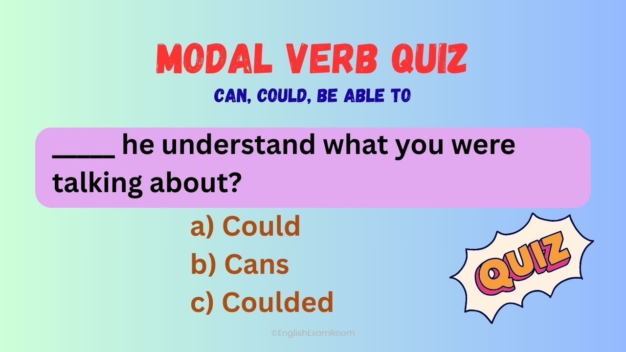 Modals Quiz – Can, Could & Able To | English Grammar | English Exam Room