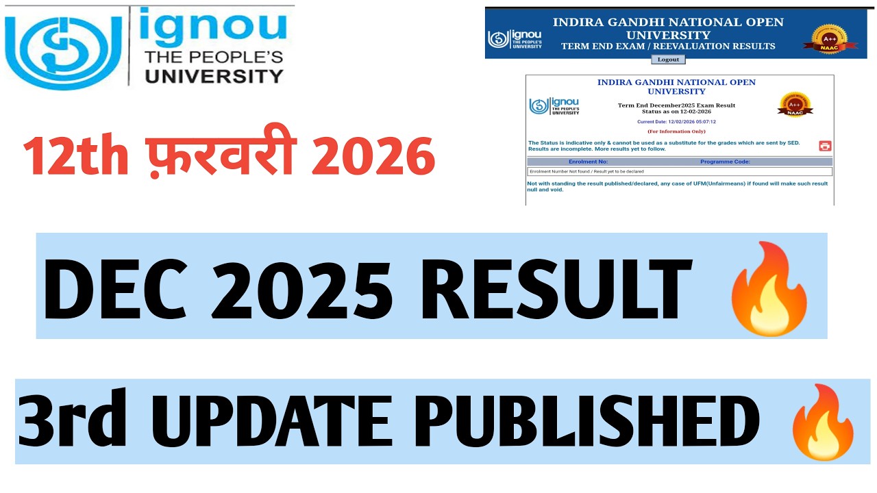 IGNOU 3rd result updated december 2025 theory result #livestream