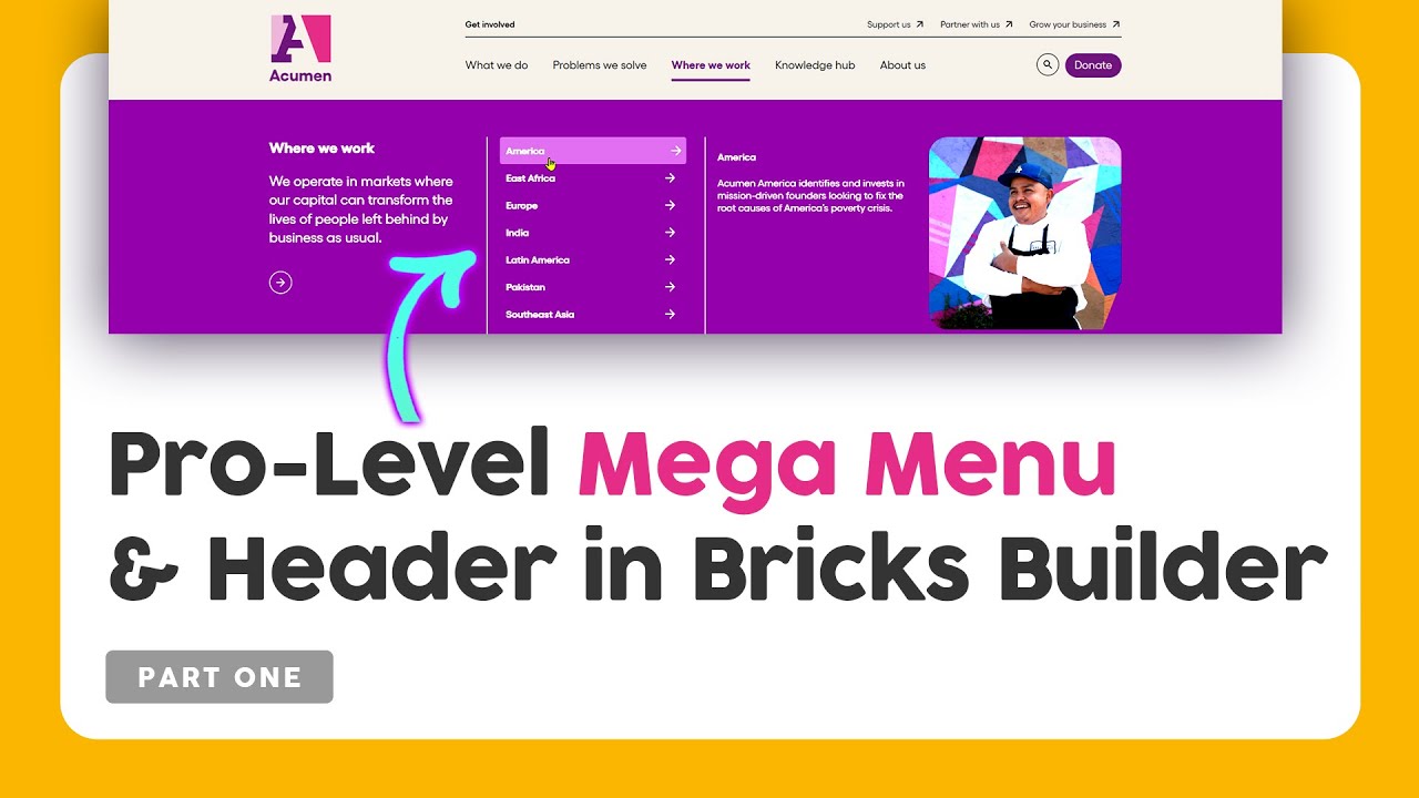 How to build Acumen.org navigation in Bricks Builder with Mega Menu Pro - Custom Development