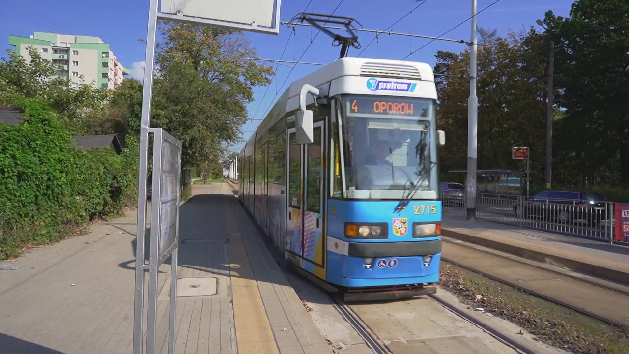 Poland, Wrocław, tram 4 ride from Grabiszynska (Cmentarz) to Opor&oacute;w