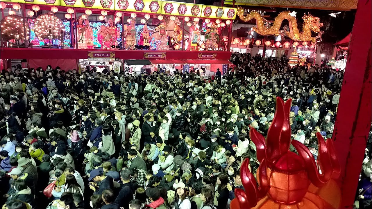 4K 変面師「京介」新地中華街会場 大歓声で大盛りあがり　オフィシャルしか撮れない素敵な場所からこんばんは　2024長崎燈會（ランタンフェスティバル）2024年2月18日