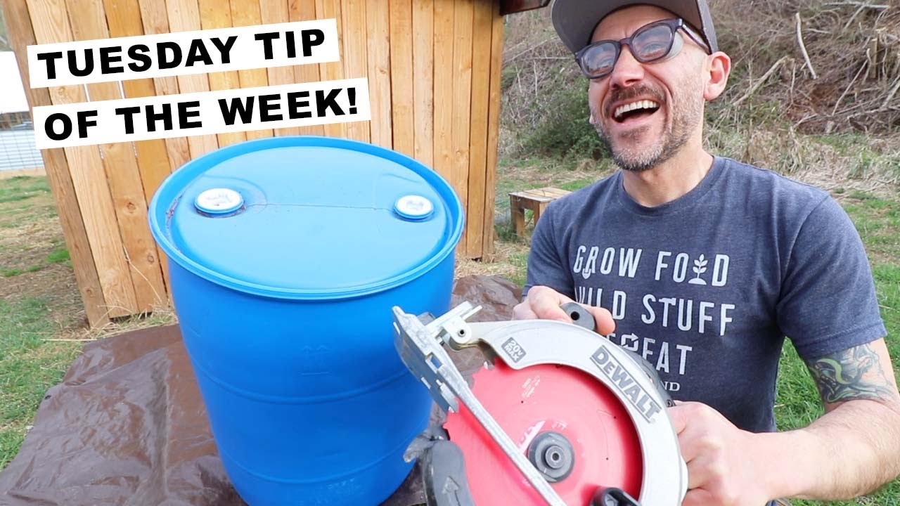 HOW TO CUT the LID OFF (55 Gallon BLUE Barrel)