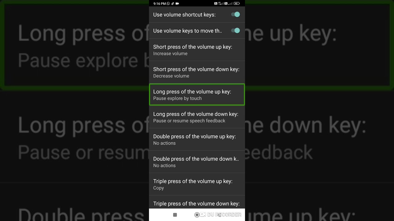 Prudence screen reader shortcut kee setting full explain