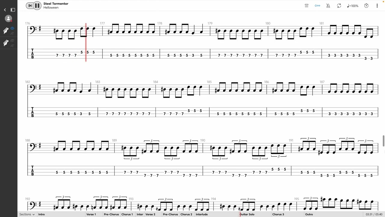 Helloween - Steel Tormentor (BASS TAB PLAY ALONG)