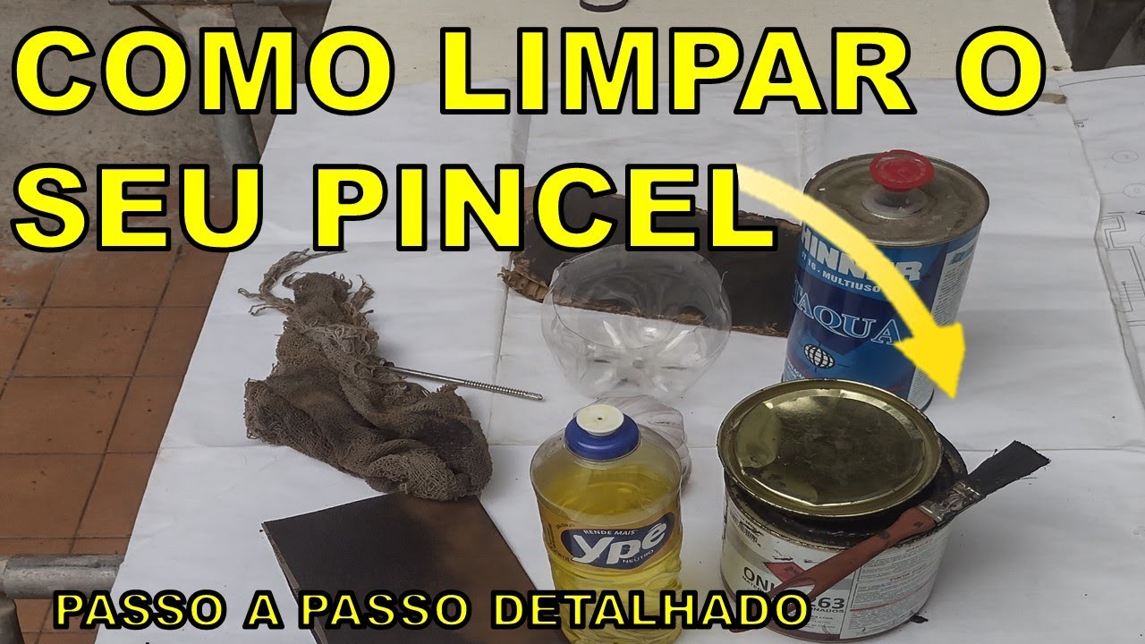 COMO LIMPAR PINCEL OU TRINCHA SUJO DE TINTA ESMALTE BASE SOLVENTE   passo a passo completo