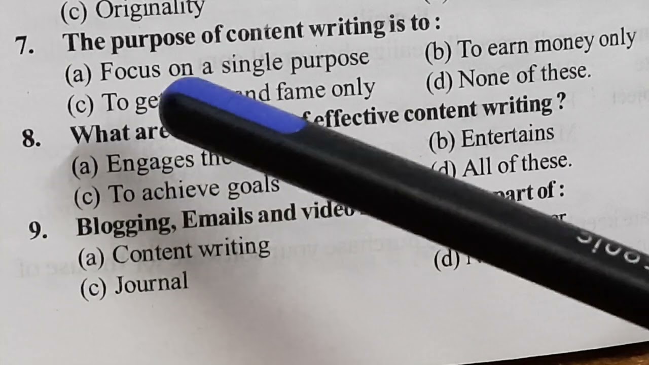Important MCQs (objective type questions) on content writing, blog writing and email writing