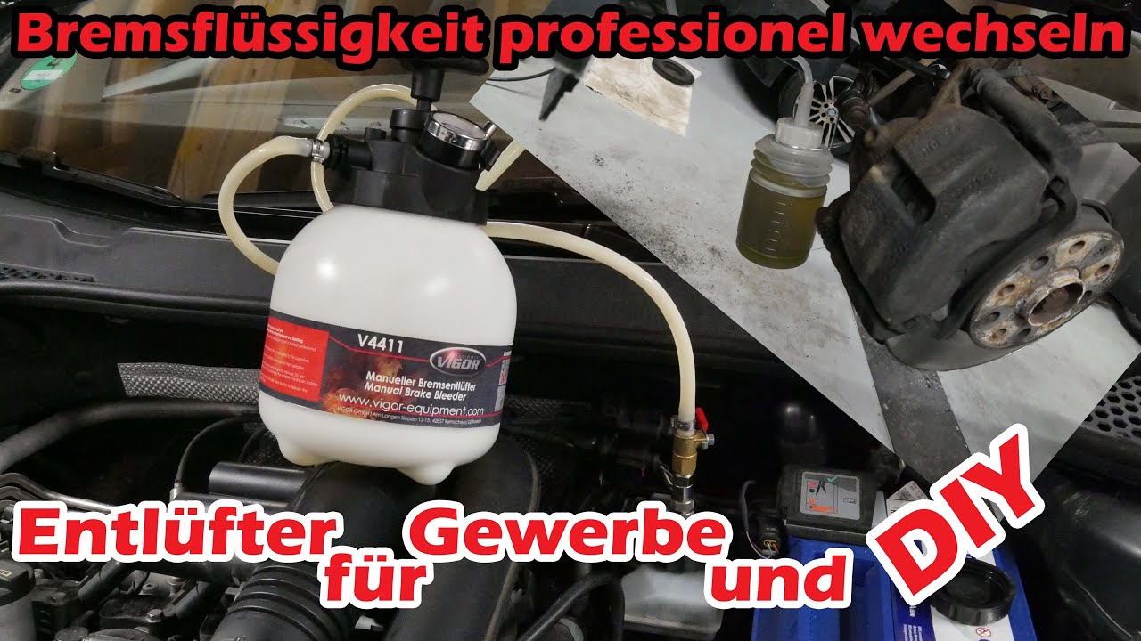 Bremsflüssigkeit wechseln mit manuellen Bremsenentlüftungsgerät für Profis und DIY mit Vigor V4411