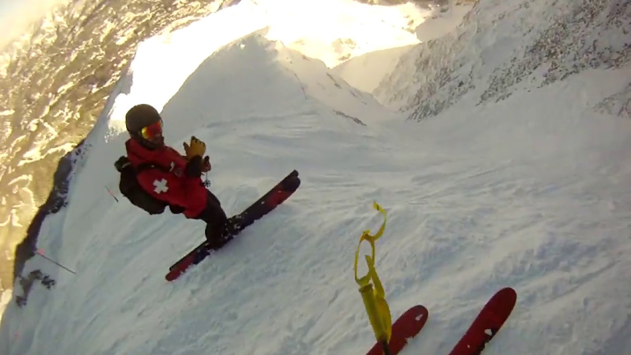 Skiing the Big Couloir (Big Sky, Montana)