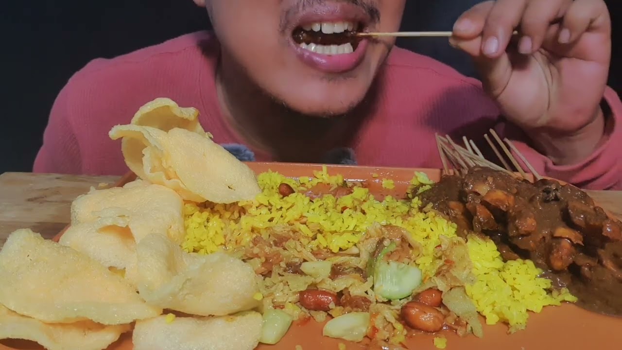MUKBANG SATAY WITH YELLOW RICE || ASMR