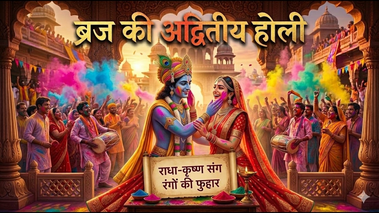 वृंदावन की होली 🎨 | राधा-कृष्ण प्रेम रंग 💖 | नन्ही बच्ची की मधुर आवाज में होली भजन 🎤✨#bhakti #viral