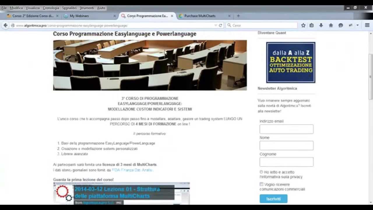Programmazione trading systems in EasyLanguage e PowerLanguage