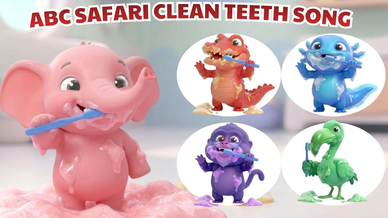 ABC Safari Clean Teeth Song 🪥🦁 | Brush Your Teeth with Funny Animals & Colors