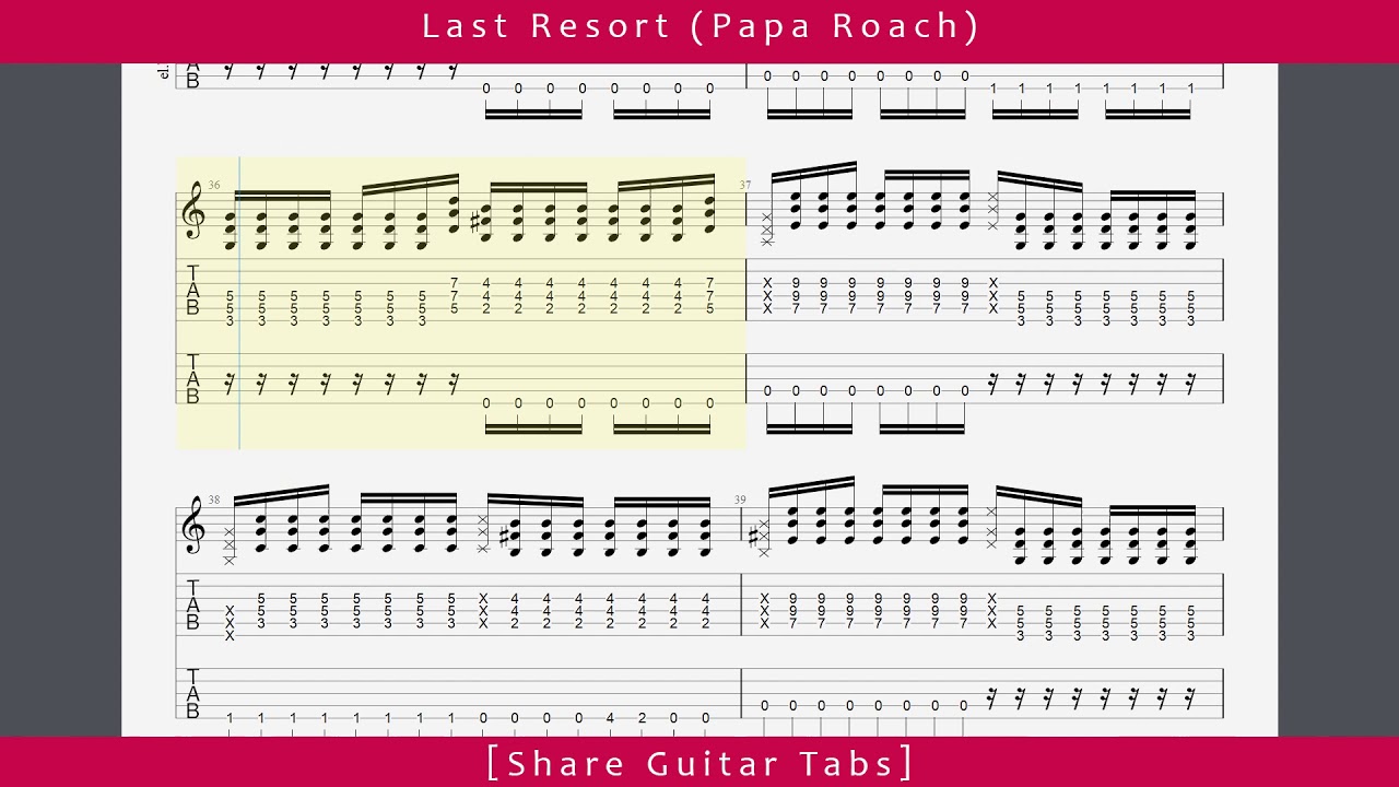 [Share Guitar Tabs] Last Resort (Papa Roach) HD 1080p