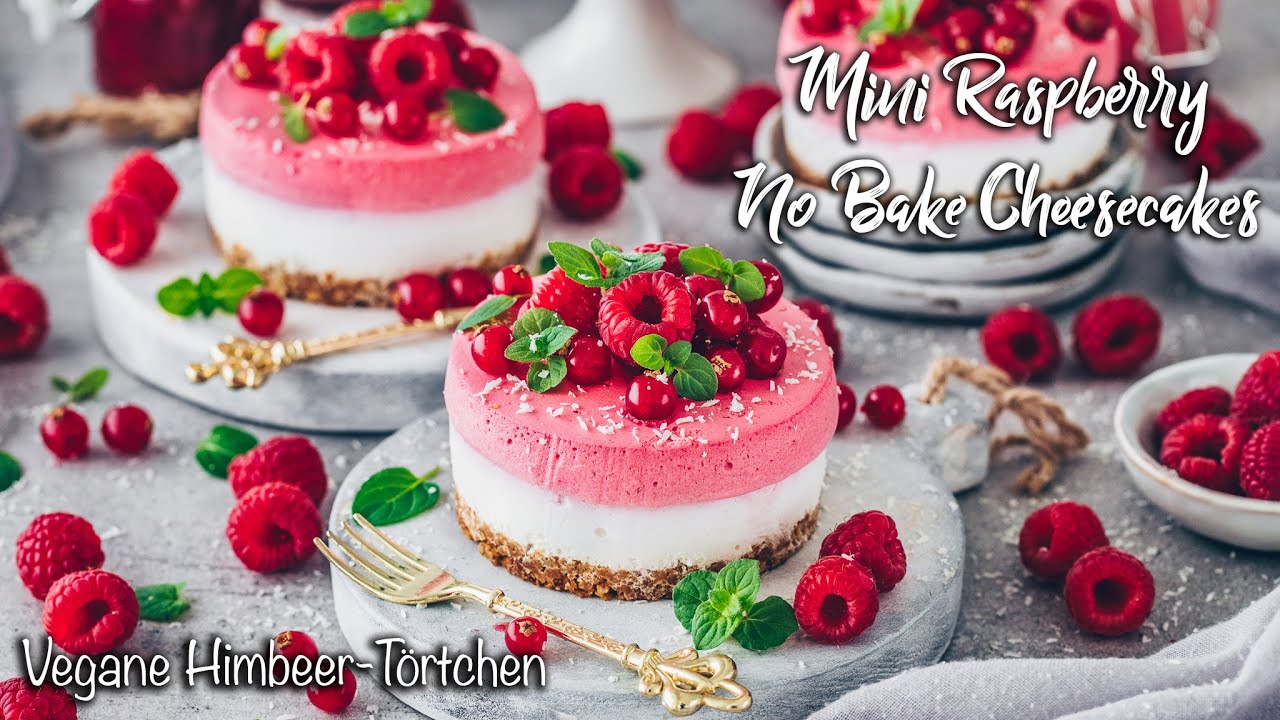 Himbeer-T&ouml;rtchen ohne Backen ♡ Mini K&auml;sekuchen Dessert ♡ Vegan und lecker!