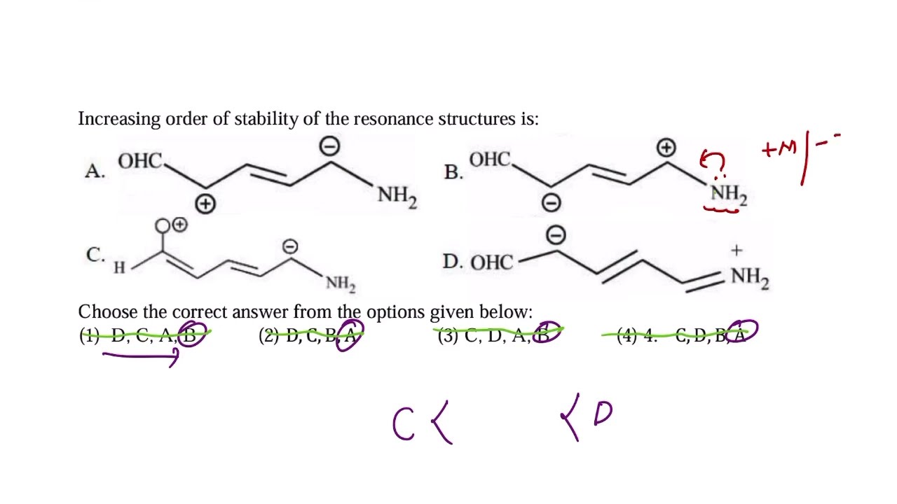 Increasing order of stability of resonance structure is : // IIT-JEE MAIN // 2023 jan // PYQ// GOC