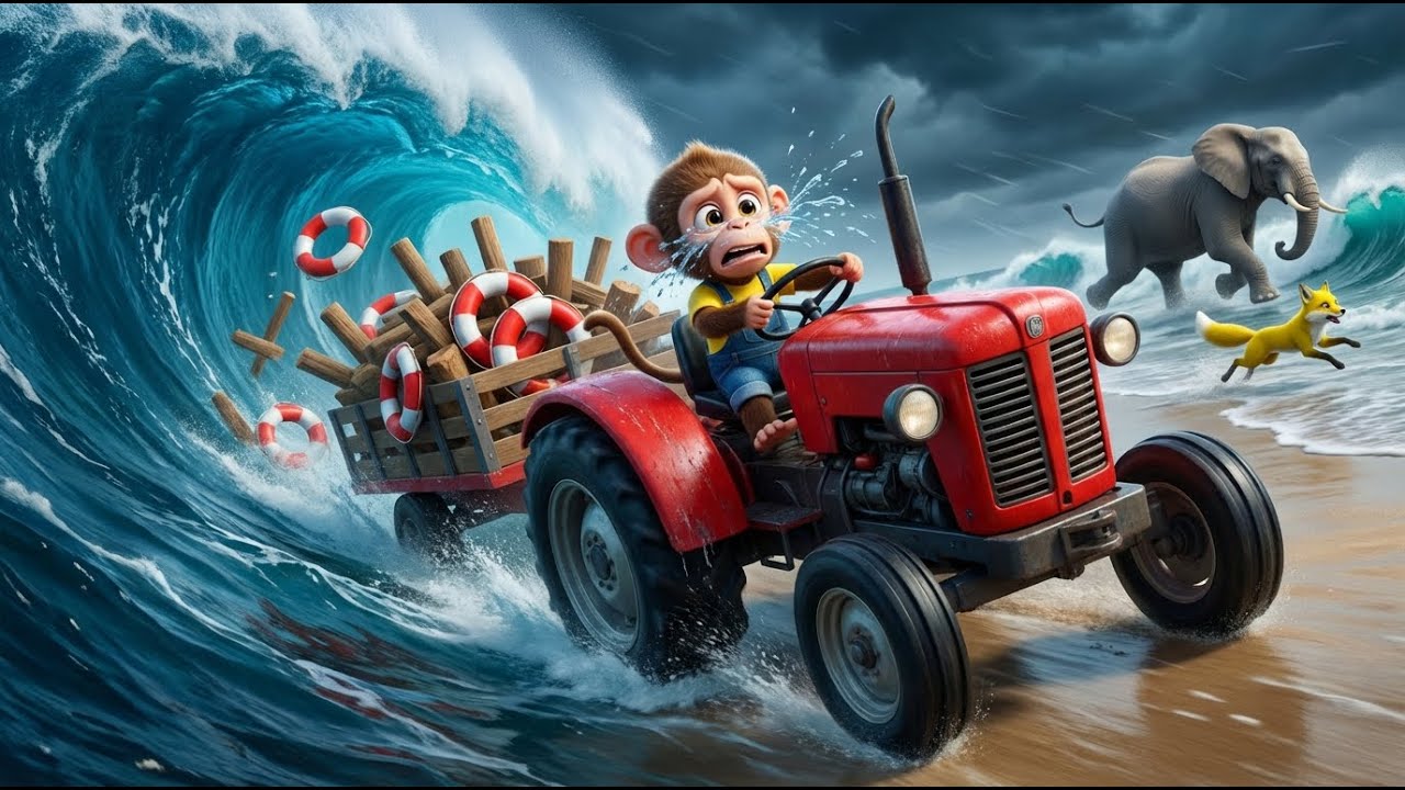 Строительная техника для детей! 🚜 Маленькая обезьянка Ники строит мост и копает колодец | 3D муль...
