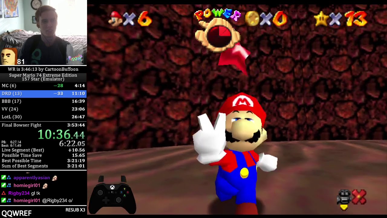 Super Mario 74 Extreme Edition 157 Star Speedrun (3:51:32)