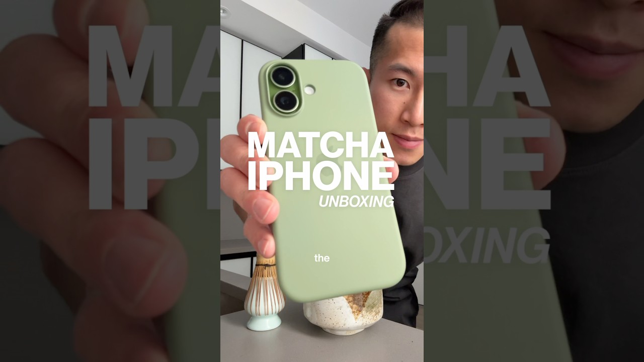 matcha iphone 🍵 (sage green iphone 17, light moss silicone case, crossbody strap unboxing)