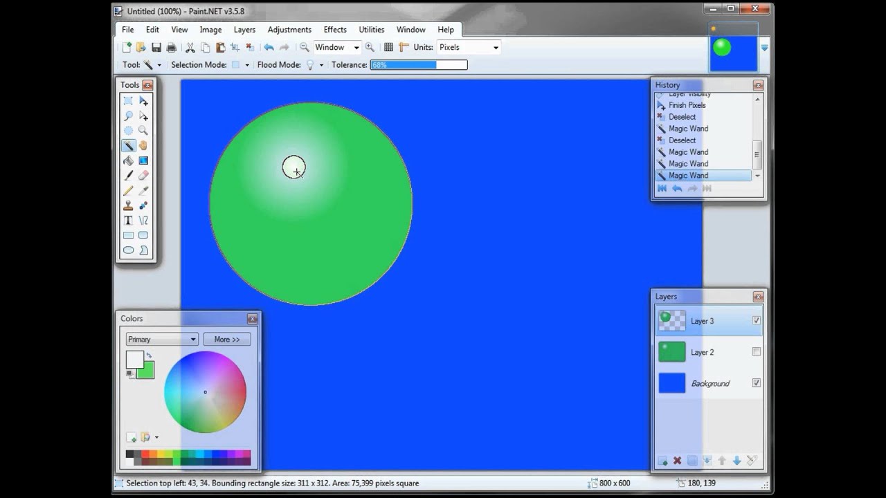 3 of 6 -- Paint.Net More with tools and Layers