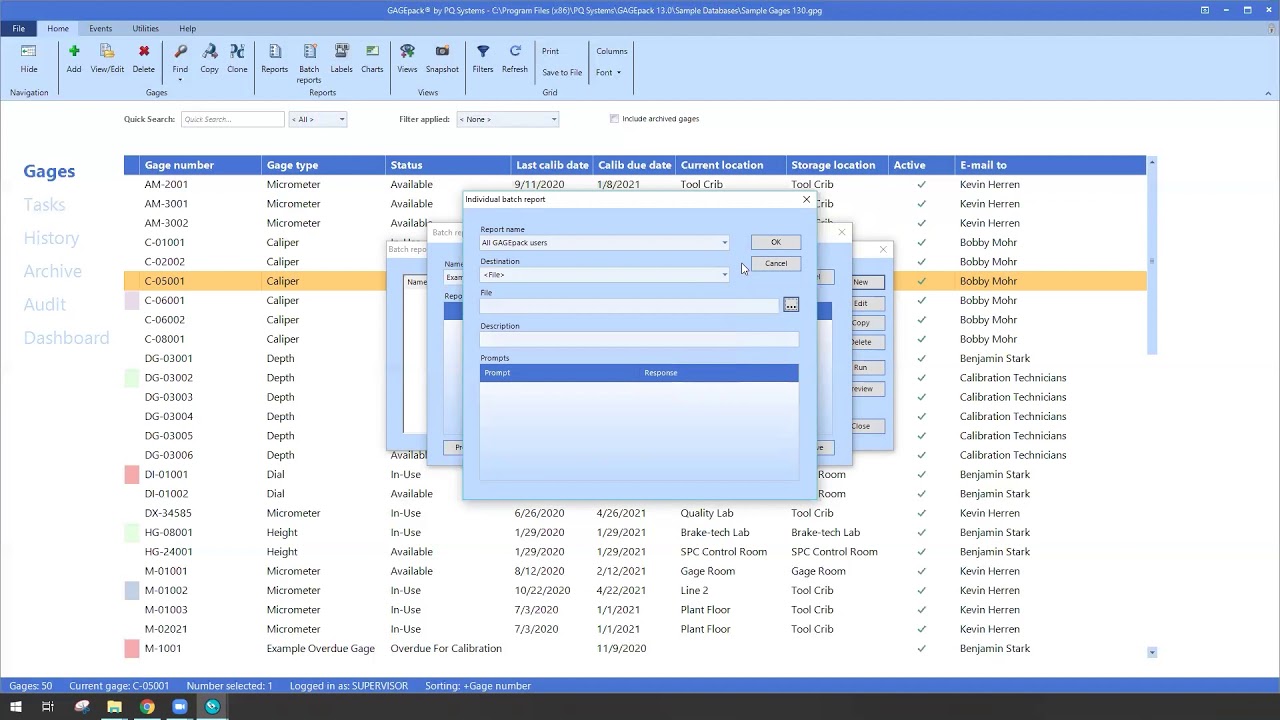 Batch Report Scheduler | GAGEpack gage management software
