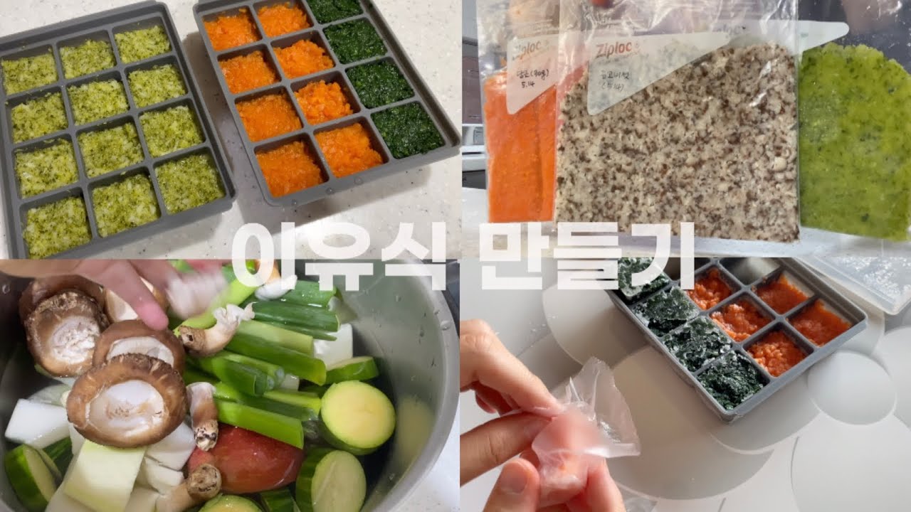 쉽게 이유식 만들기 / 중기이유식 / 이유식큐브, 이유식육수, 이유식지퍼백 만들기 / 육아브이로그