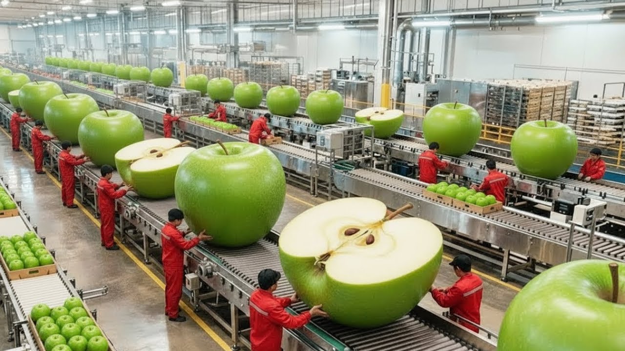 How Green Apples Are Processed 🍏  Inside a Modern Factory Making Juice, Dried Fruit & Pie Fillings