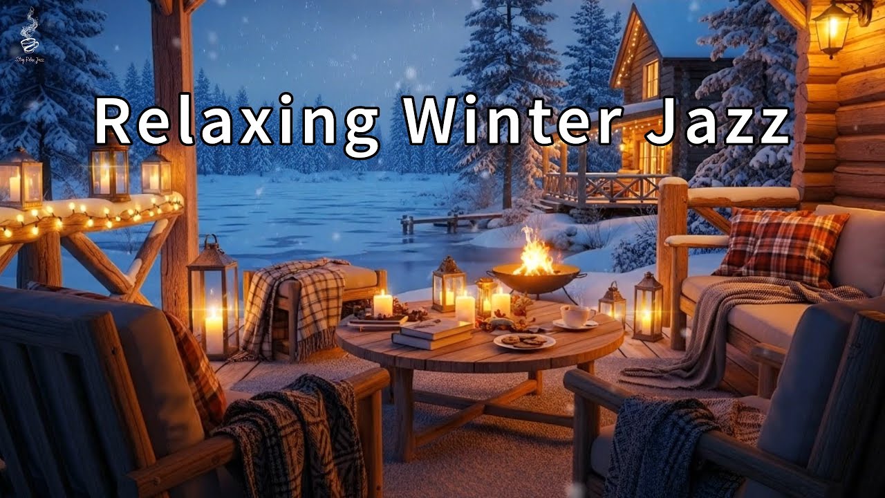Relaxing Jazz Music by the Fireplace 🔥 Cozy Cabin Night for Stress Relief & Peaceful Sleep