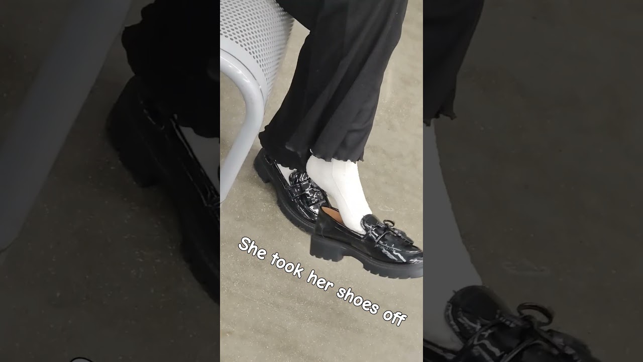 Candid Shoeplay in White Socks and Black Loafers at Walmart 🧦🥿🛒 