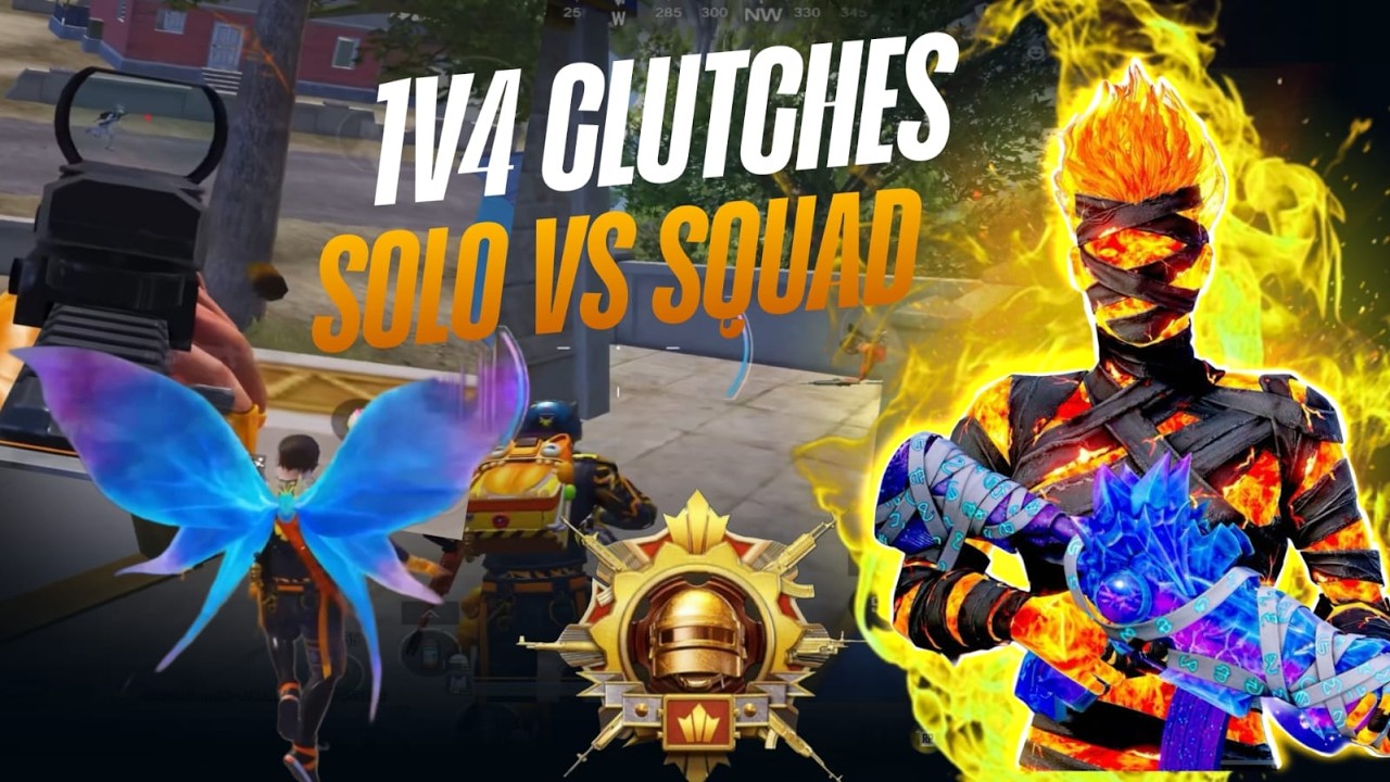 BGMI Solo vs Squad 🔥 1v4 Clutch Without Backup