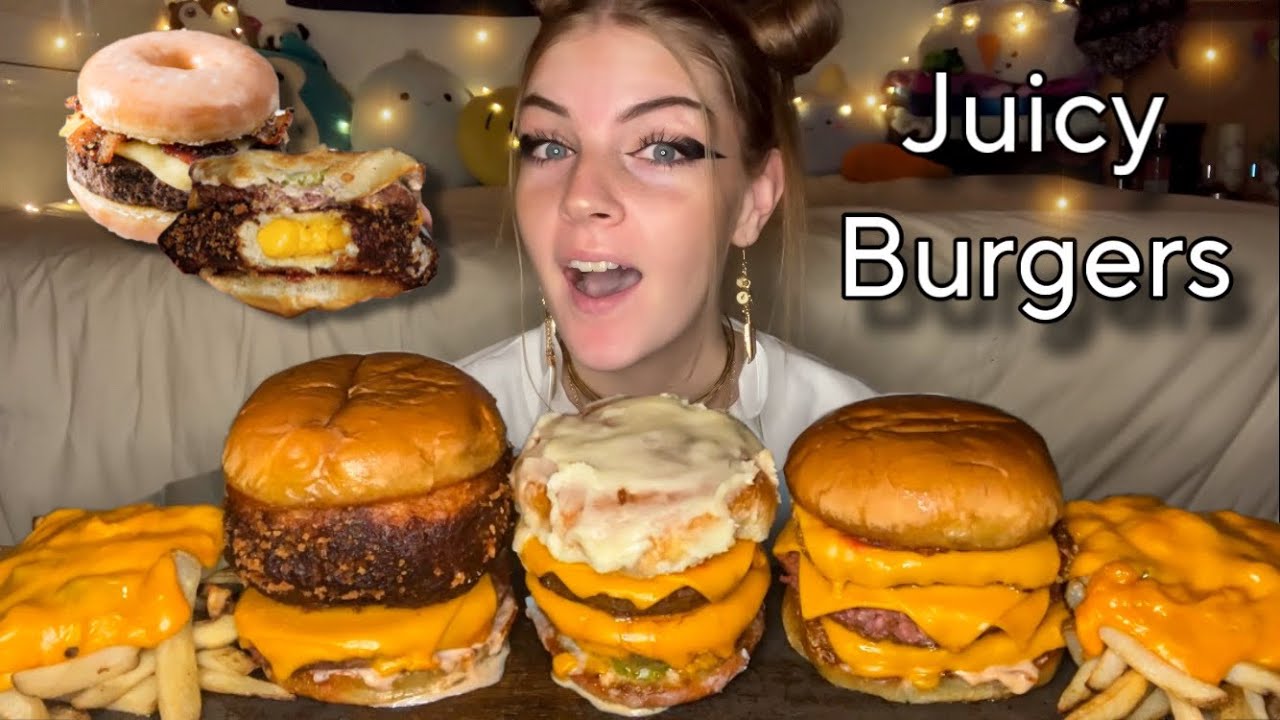 BIG JUICY CHEESEBURGERS AND CHEESE FRIES MUKBANG! (Vegan) (No Talking)