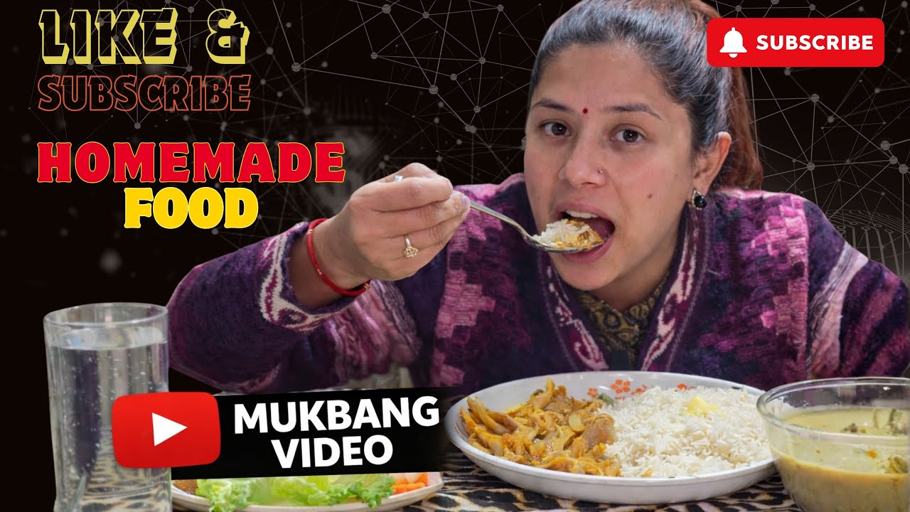 Eating Rice, Mushroom & Fresh Salad ASMR 🍚🍄🥗 | Homemade Mukbang | Kristi Foodie
