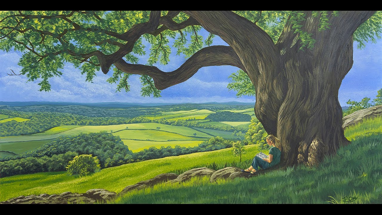 Time-Lapse Oil Painting | Woman Reading Under a Summer Oak in the English Countryside
