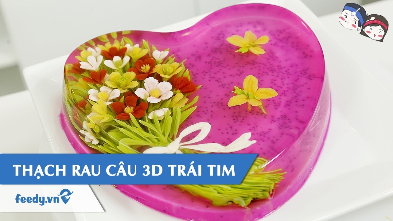 Hướng dẫn cách làm Thạch rau câu 3D trái tim với #Feedy| Feedy VN