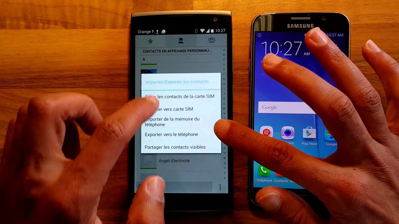Transfert de contacts en Bluetooth