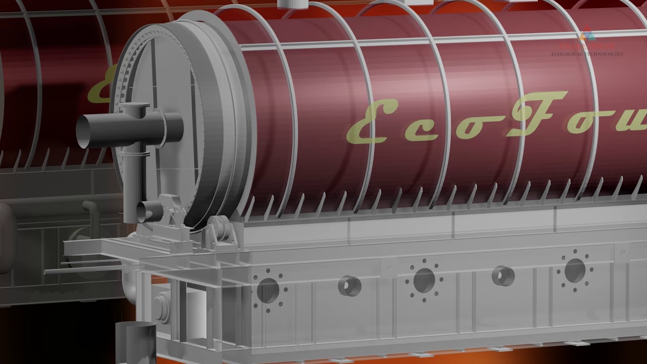 Equipment for pyrolysis of rubber, plastic, carbon-containing waste.