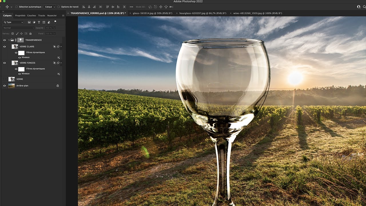 Transparence du verre avec Photoshop
