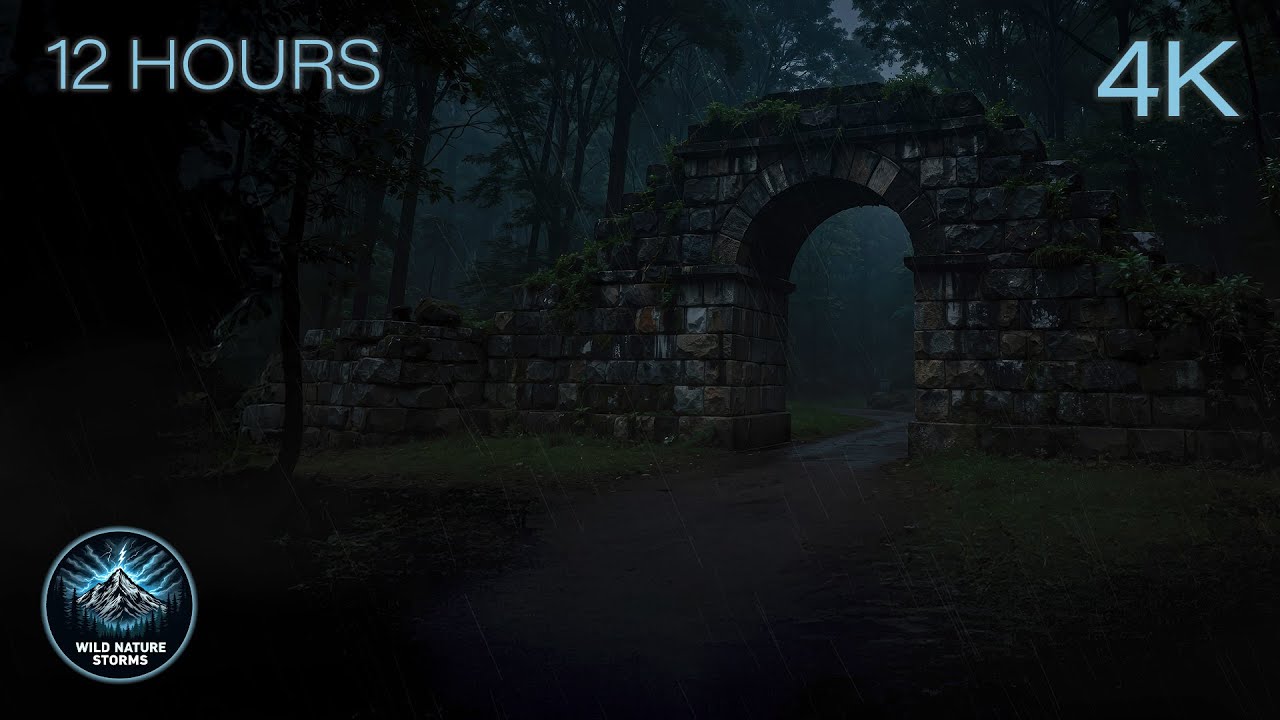 The Forgotten Stone Gate | 12 Hours of Dark Forest Rain & Thunder