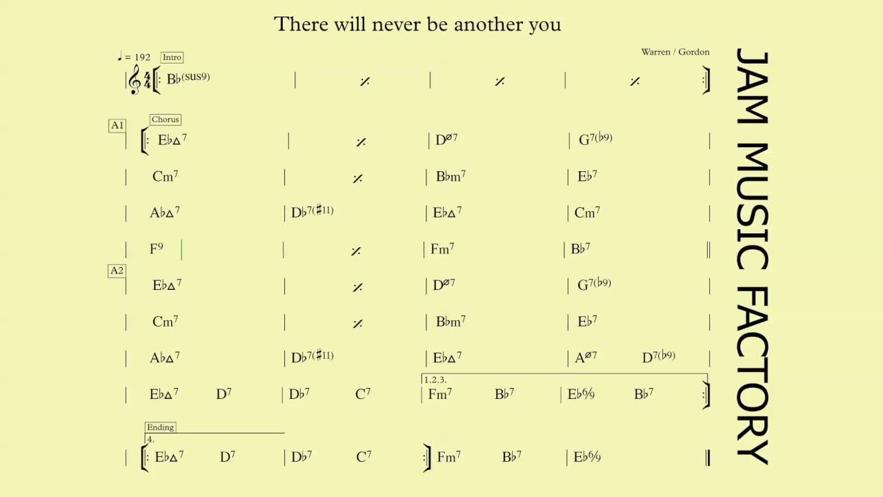 There will never be another you 192 bpm play along
