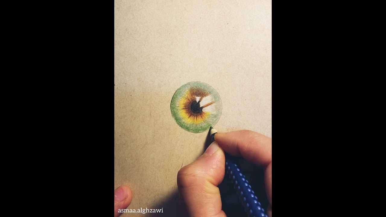 رسم عدسةعين واقعية طريقة رسم عدسة العين للمبتدئين How to draw the lens of the eye in faber_Castel