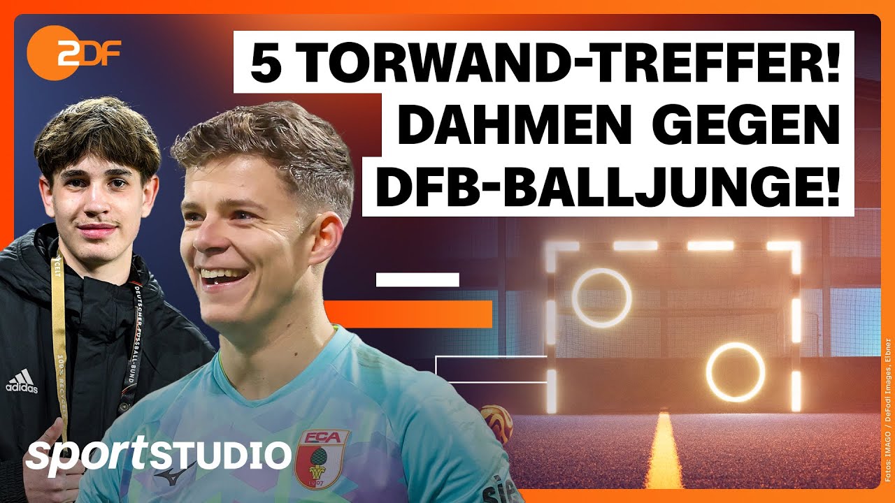 DFB-Balljunge Noel Urbaniak gegen Finn Dahmen an der Torwand | das aktuelle sportstudio