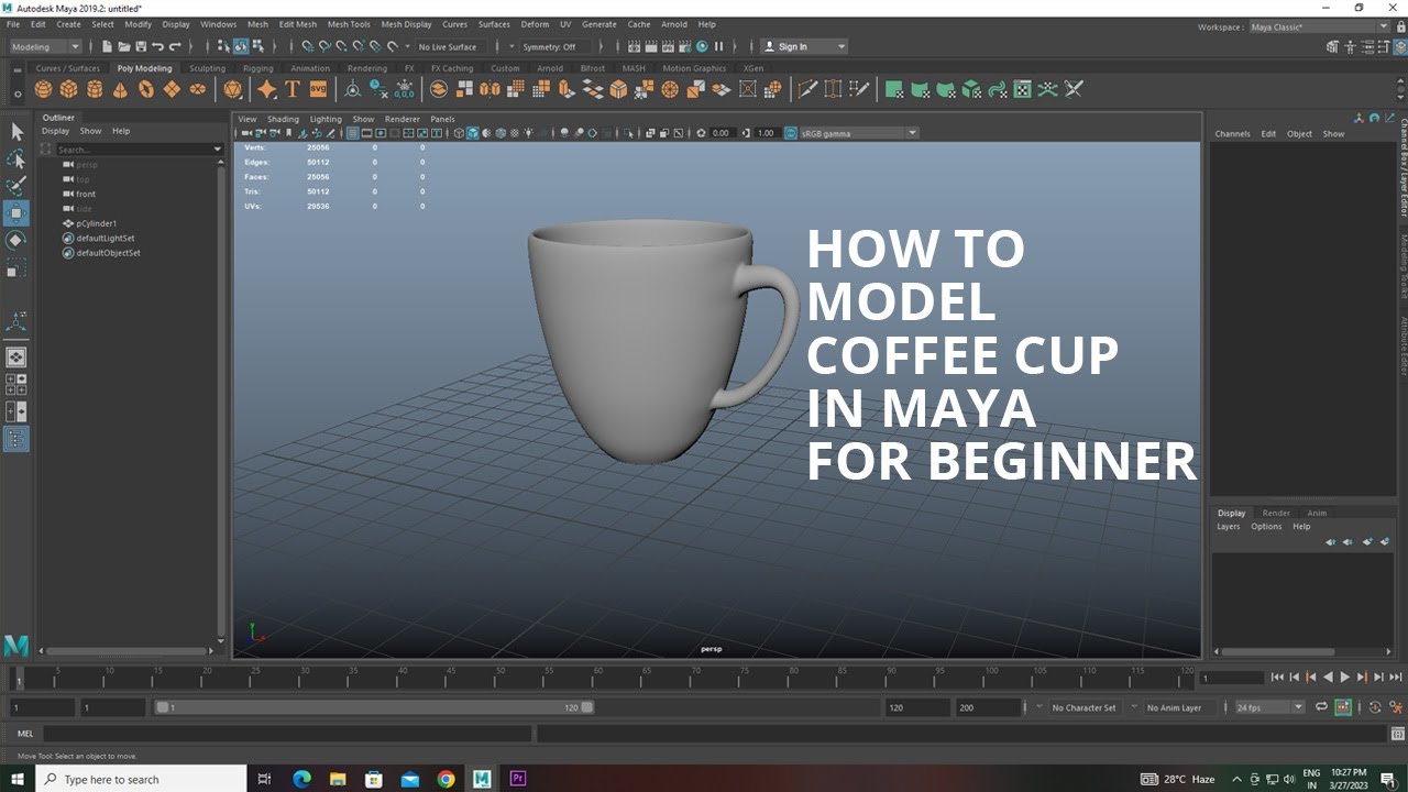 Maya Tutorial for beginner : How to Model a Coffee Cup