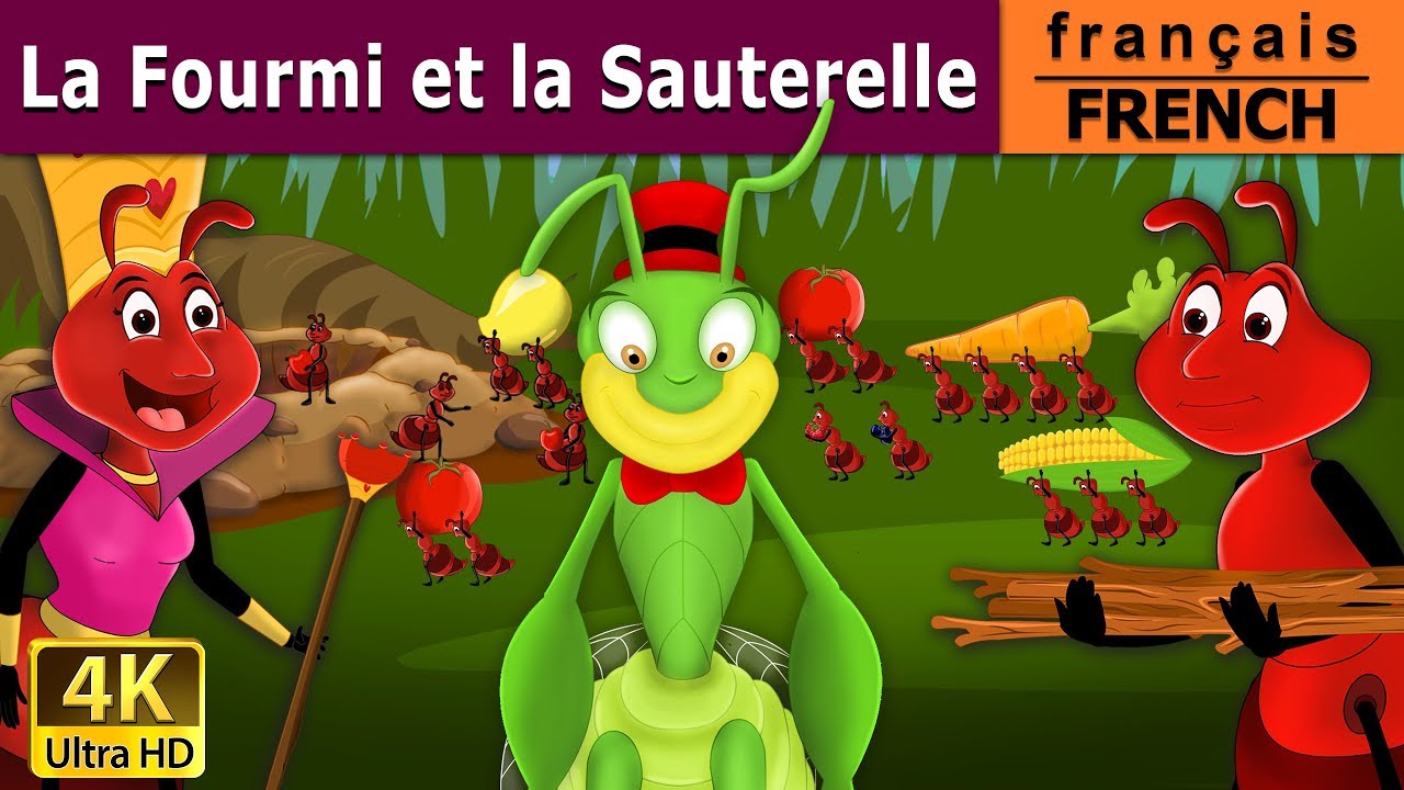 La Fourmi et la Sauterelle | Ant And The Grasshopper in French | Contes De Fées Français