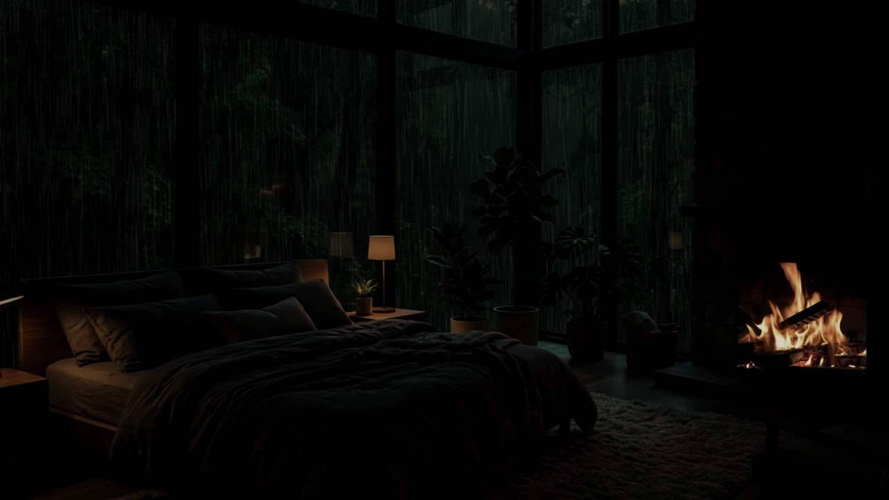 🌧️🌙 10h Rain in Cozy Jungle Room – Sleep & Relax 🕯️🌿