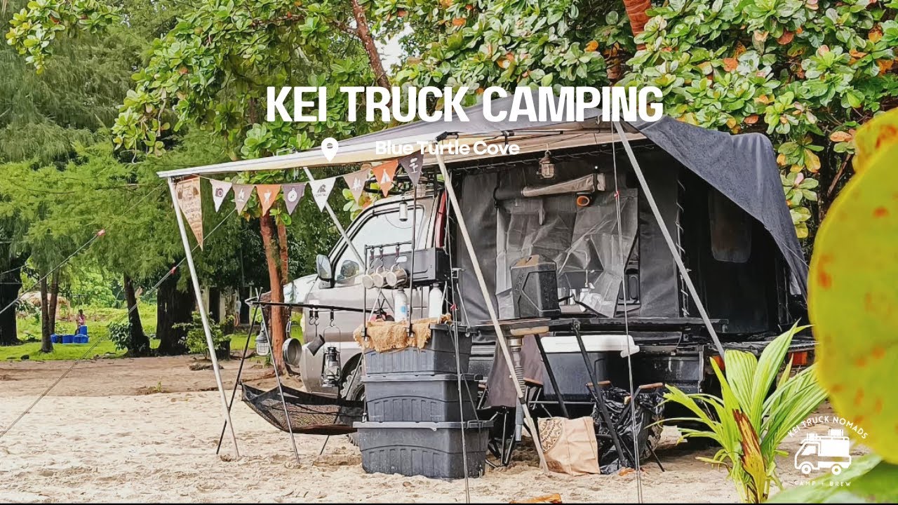 Solo Rainy Camping at the Coast | Kei Truck | 4x4 |Suzuki Carry | Morong | Blue Turtle Cove | PH |