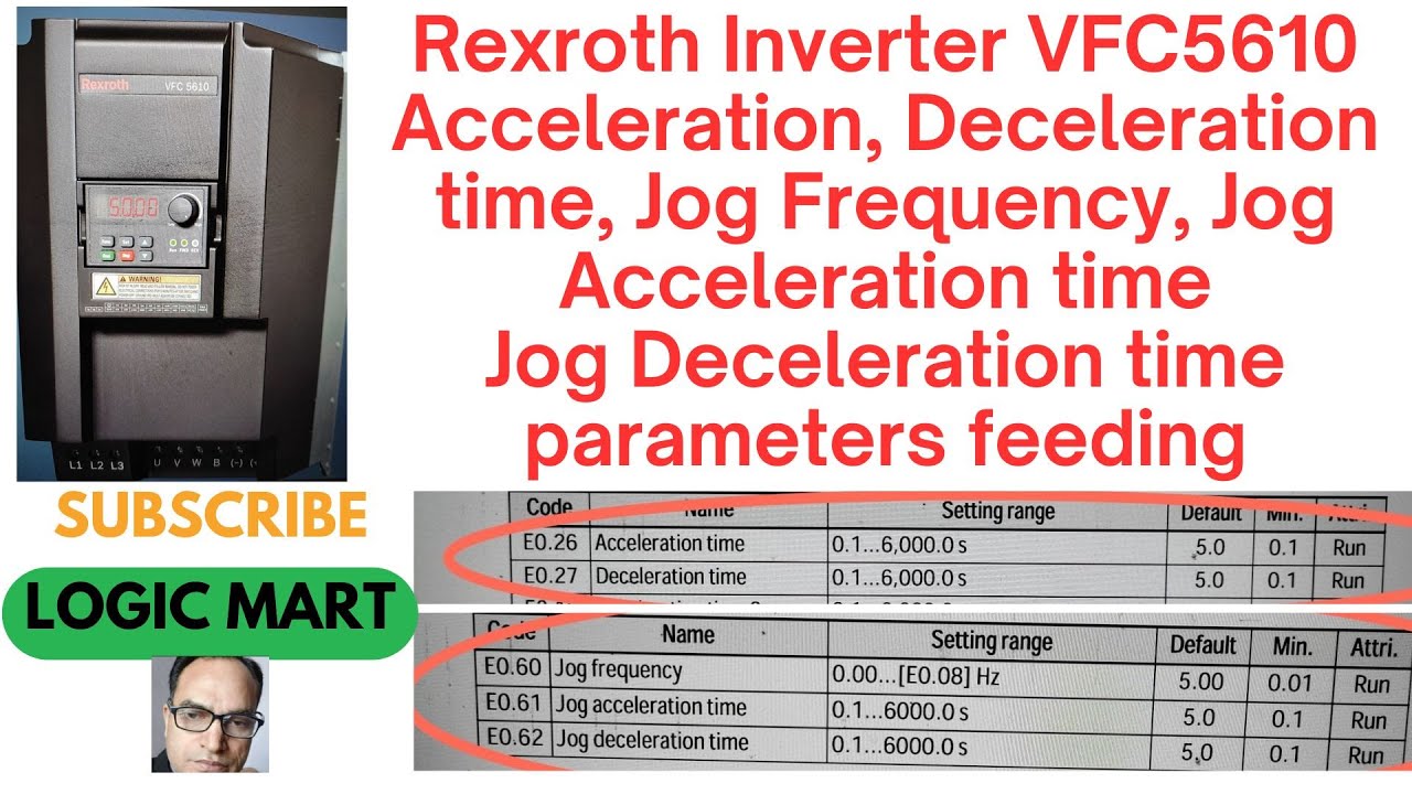 #Rexroth Inverter VFC5610 Acc, Dec time, Jog Frequency, Jog Acc time, Jog Dec time parameters 