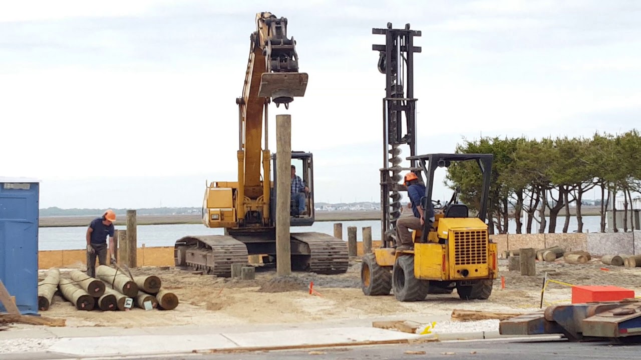 Driving pilings for a new bayfront house