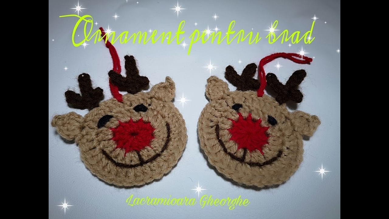 Crosetam ren, ornament pentru bradul de Crăciun! 💖 ❤️ 💖 CROCHET REINDEER ORNAMENT FOR CHRISTMAS