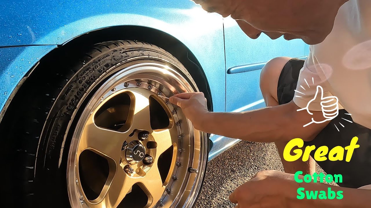 How to Properly Clean JNC Wheels with Rivets/ Great Cotton Swabs/17x9  +20/JNC 010 Gold Machined Lip